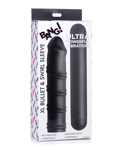 Bang! Xl Bullet & Swirl Silicone Sleeve - Black - LUST Depot