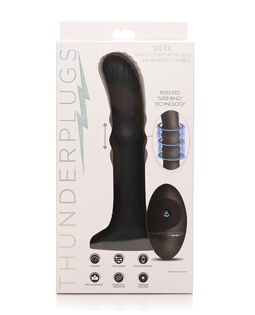 Thunderplugs Sliding Shaft Silicone Vibrator W/remote - Black - LUST Depot