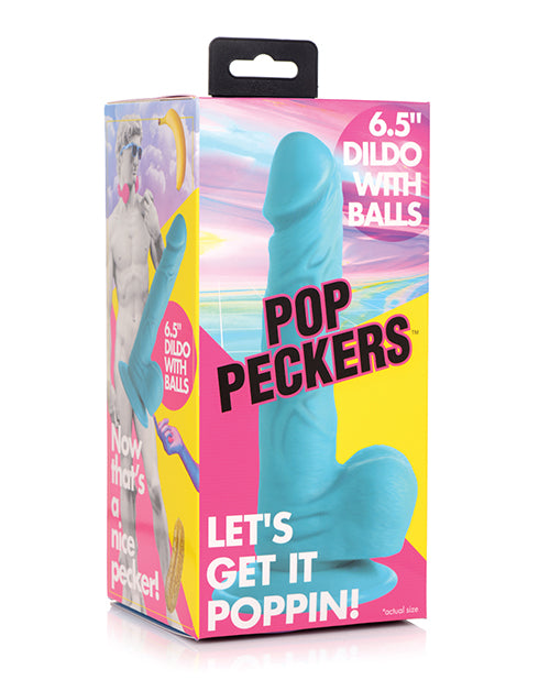 Pop Peckers 6.5" Dildo W/balls - Blue - LUST Depot