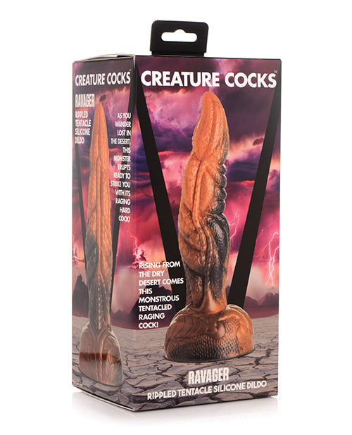 No Eta Creature Cocks Ravager Rippled Tentacle Silicone Dildo  - Orange-black - LUST Depot