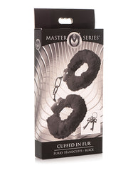 Master Series Cuffed In Fur Furry Handcuffs - Black