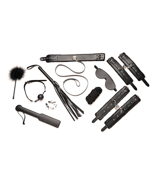 Master Series Hook Up 10 Pc Plush Bondage Set - Black - LUST Depot