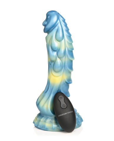 Creature Cocks Sea Statllion Vibrating Dildo w/ Remote - Blue/Yellow