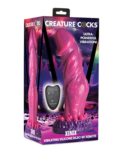 Creature Cocks Xenox Vibrating Silicone Dildo w/Remote - Pink/Purple