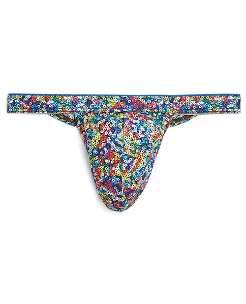 2xist Sliq Micro 1 Y-back Thong Rainbow Sequin Sm - LUST Depot