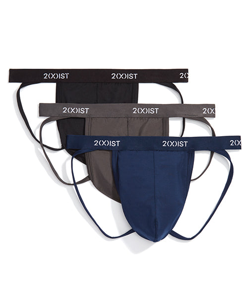 2xist 3 Pk Micro Speed Dri Jock Strap Black, Charcoal & Navy Xl - LUST Depot