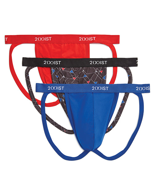 2xist 3 Pk Micro Speed Dri Jock Strap Red, Black, Blue Sm - LUST Depot