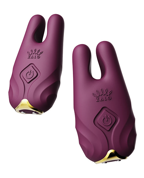 Zalo Nave Vibrating Nipple Clamps - Velvet Purple - LUST Depot