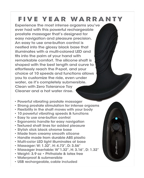 Zero Tolerance The Gentleman Rechargeable Prostate Massager - Black - LUST Depot