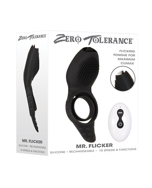 Zero Tolerance Mr. Flicker Vibrating Cock Ring - Black - LUST Depot