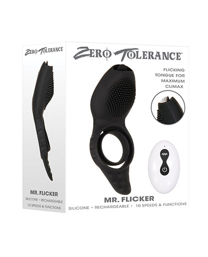 Zero Tolerance Mr. Flicker Vibrating Cock Ring - Black - LUST Depot